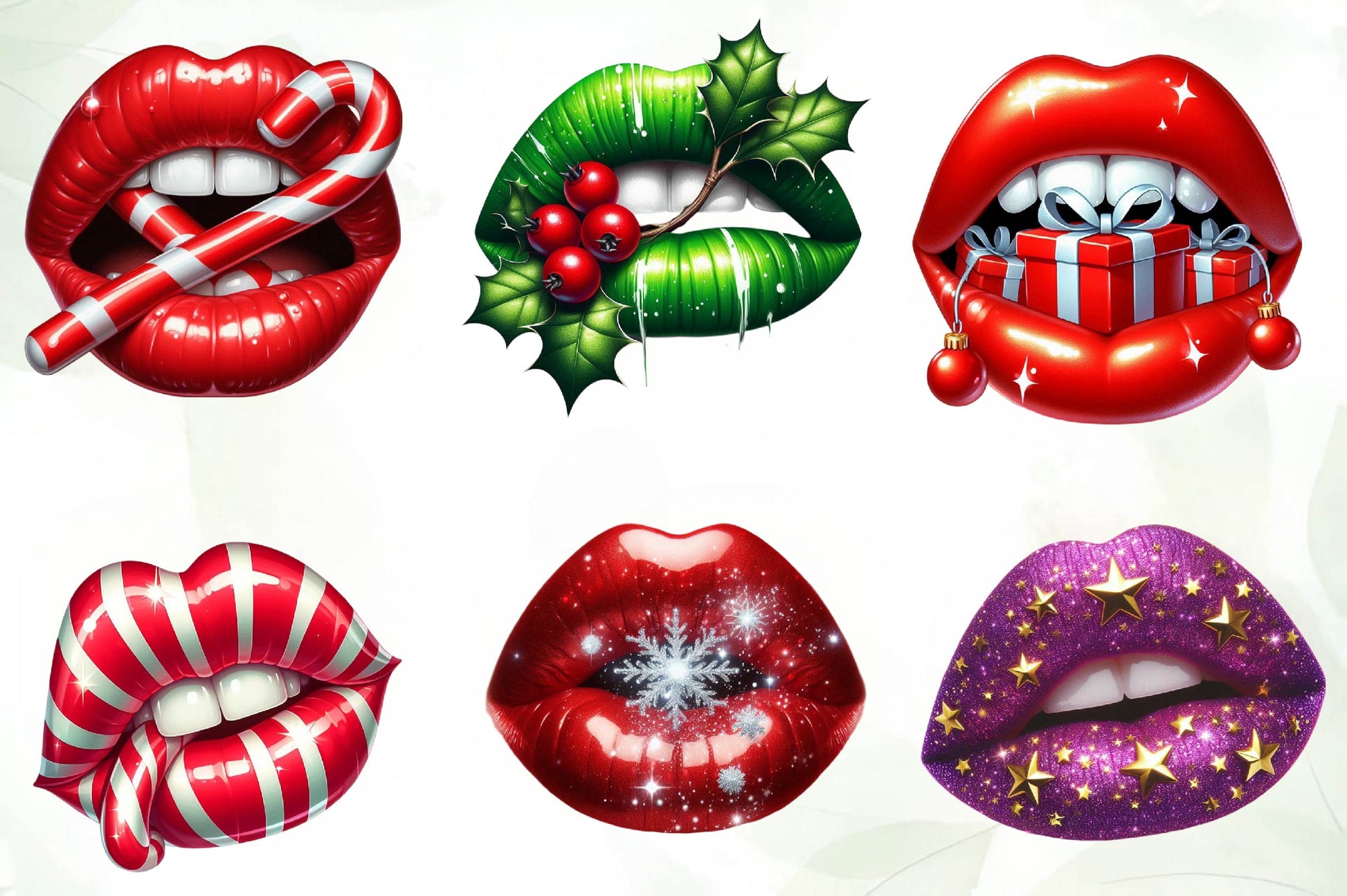 Lips Christmas Lips Holiday Lips Clipart Bundle - CraftNest - Digital Crafting and Art