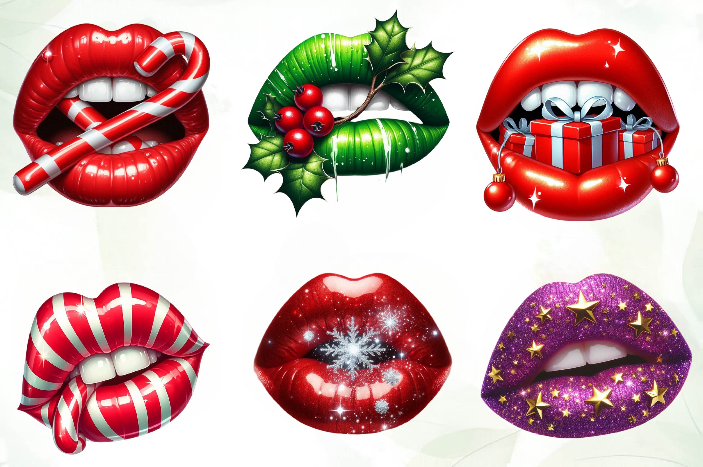 Lips Christmas Lips Holiday Lips Clipart Bundle - CraftNest - Digital Crafting and Art