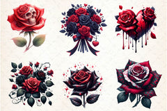 Valentine Gothic Roses Clipart Bundle - CraftNest - Digital Crafting and Art