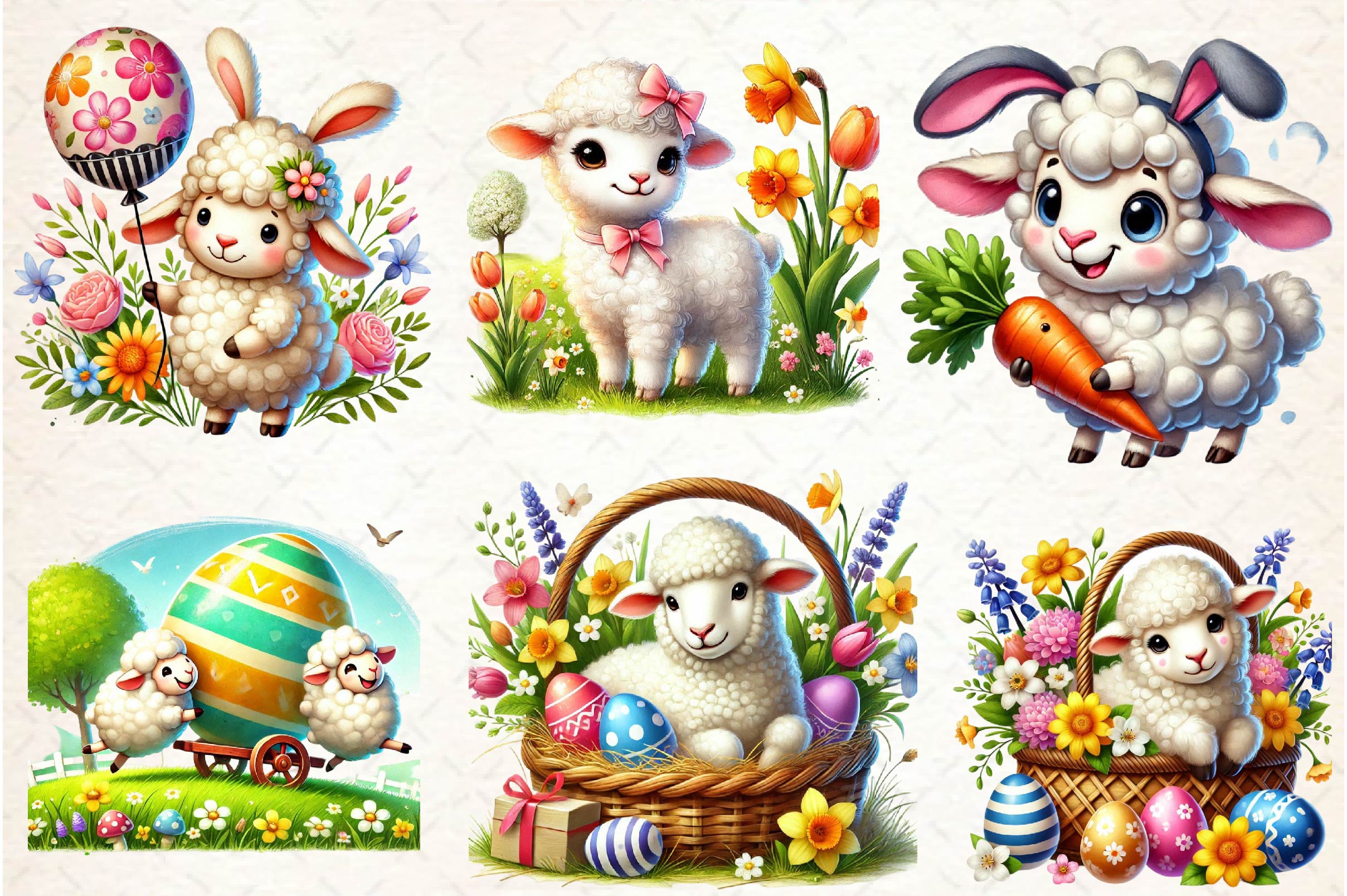 Easter Sheep Clipart Bundle 2 - CraftNest - Digital Crafting and Art