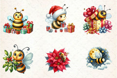 Christmas Bees Clipart Bundle - CraftNest - Digital Crafting and Art