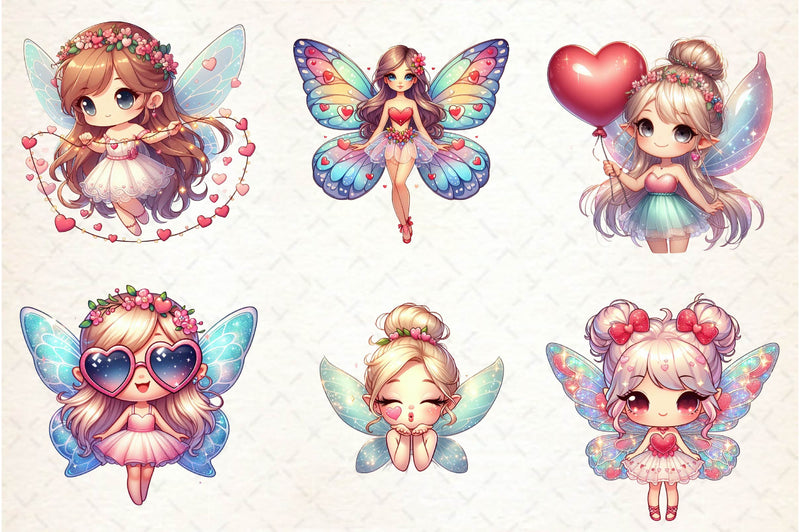 Chibi Valentine Fairy Clipart Bundle - CraftNest - Digital Crafting and Art