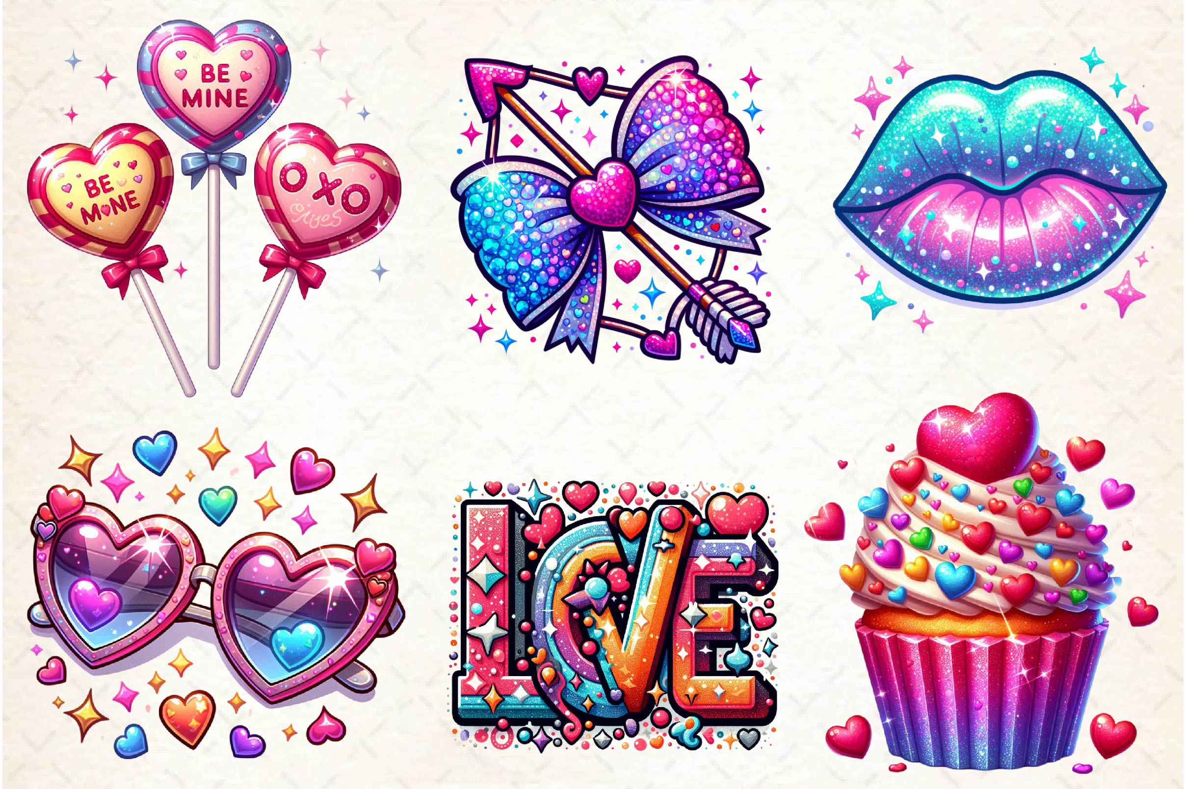 Glittery Valentine Clipart Bundle 1 - CraftNest - Digital Crafting and Art