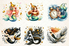 New Year Mermaid Clipart Bundle - CraftNest - Digital Crafting and Art
