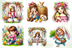 Easter Girls Clipart Bundle - CraftNest - Digital Crafting and Art