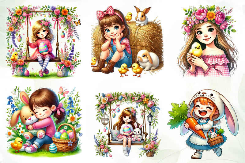 Easter Girls Clipart Bundle - CraftNest - Digital Crafting and Art