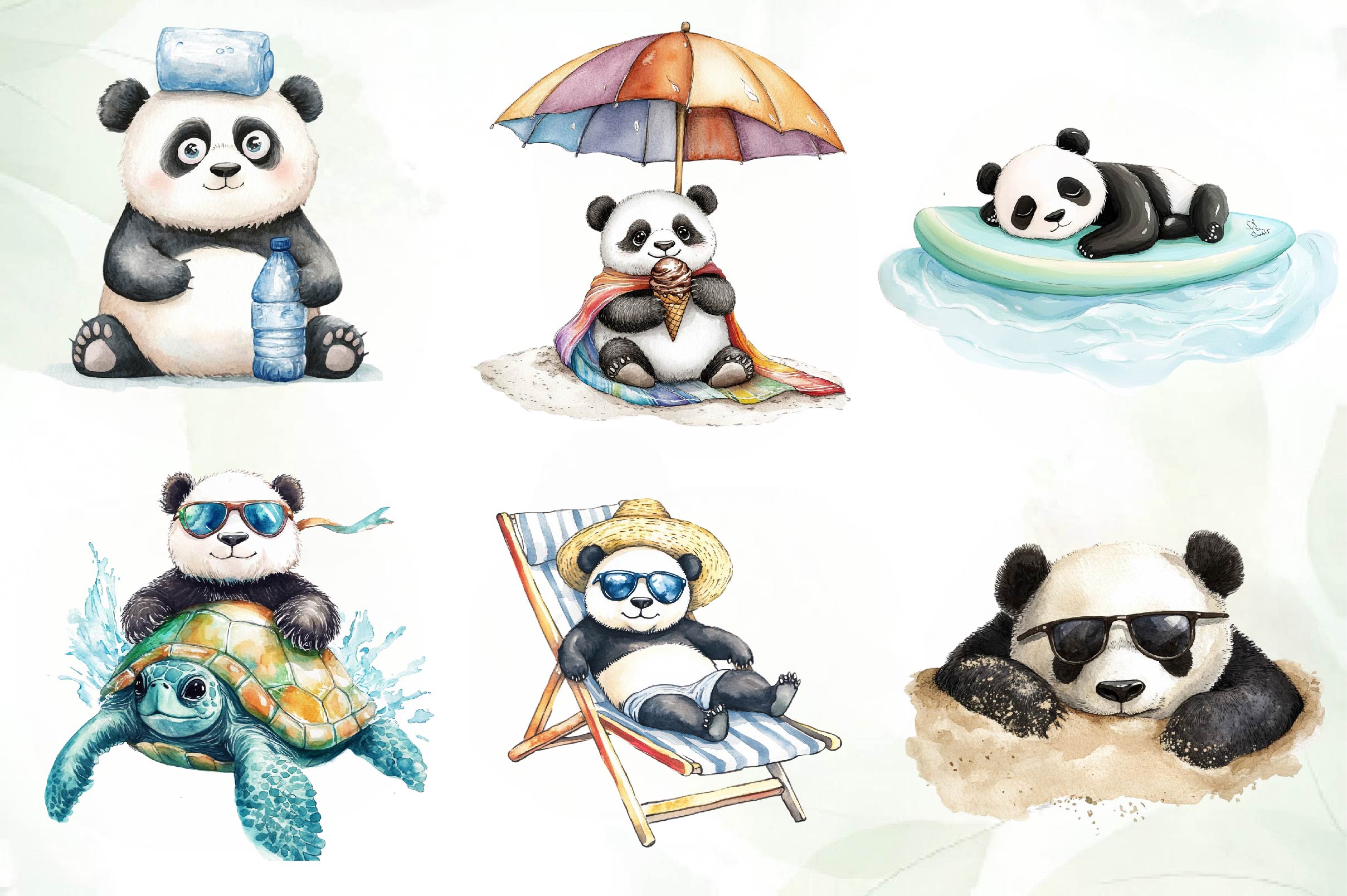 Funny Sunbathing Panda Clipart Bundle - CraftNest - Digital Crafting and Art