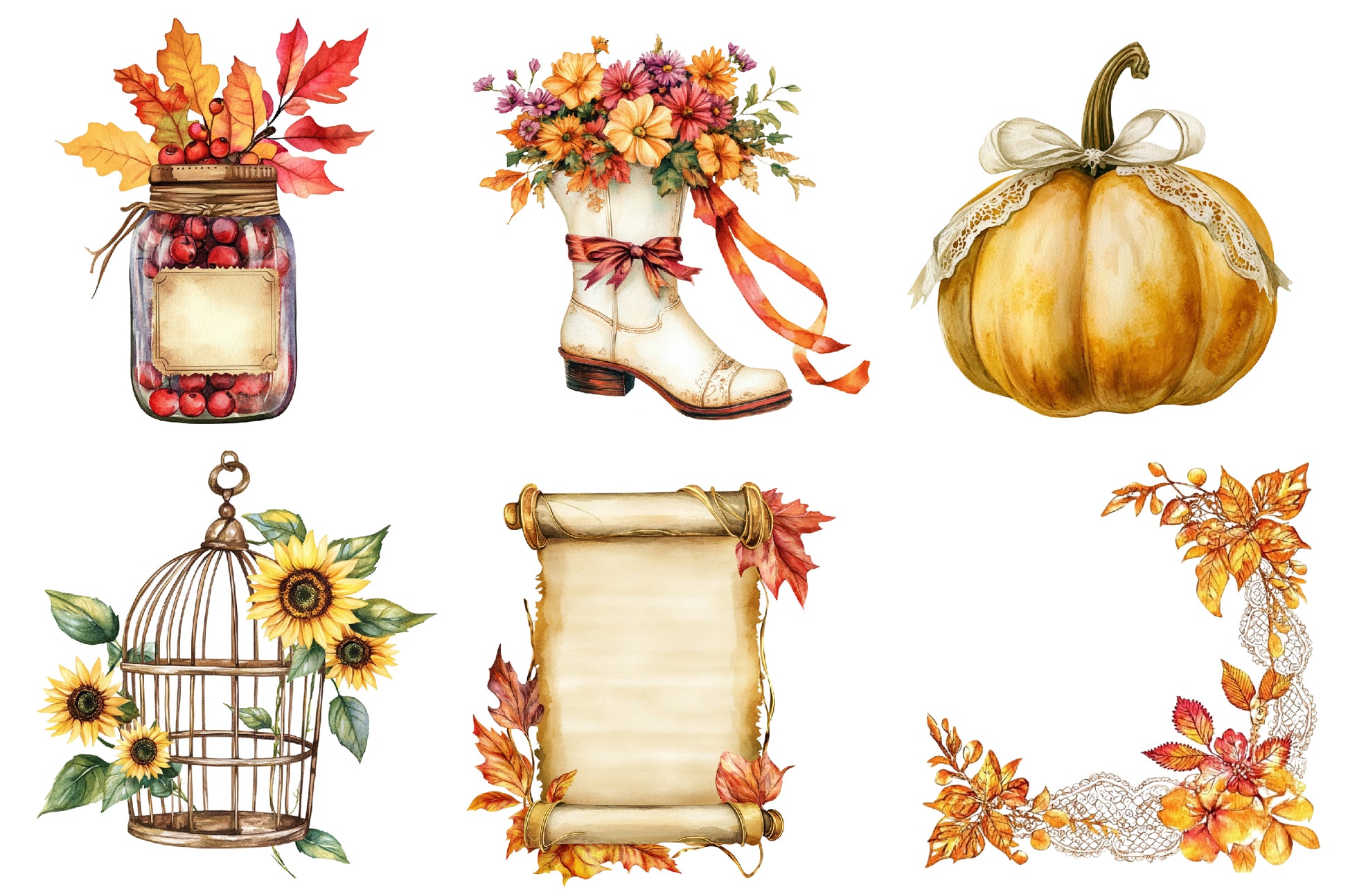 Beautiful Vintage Fall Clipart Bundle - CraftNest - Digital Crafting and Art