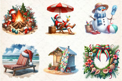 Beach & Christmas Clipart Bundle - CraftNest - Digital Crafting and Art