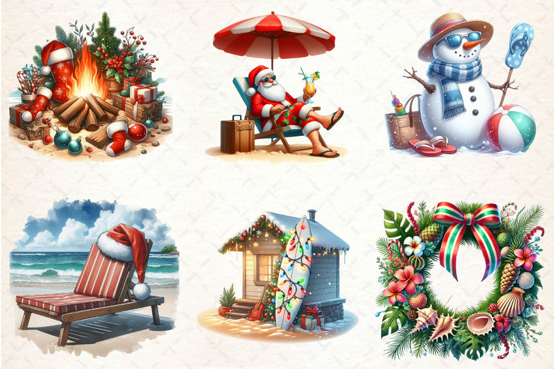 Beach & Christmas Clipart Bundle - CraftNest - Digital Crafting and Art