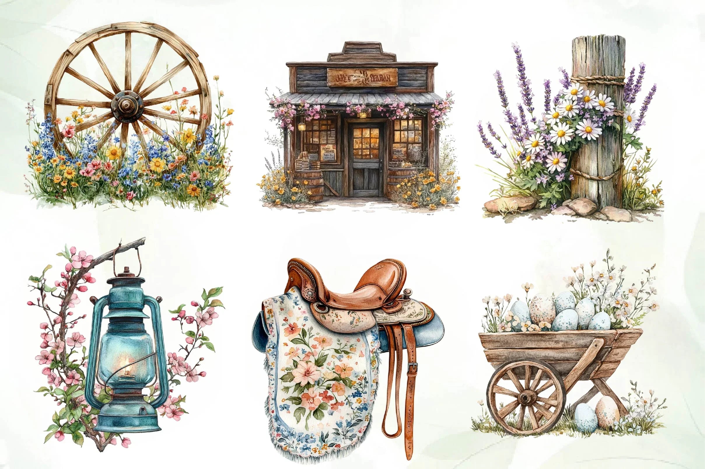 Western Spring Clipart Bundle - CraftNest - Digital Crafting and Art