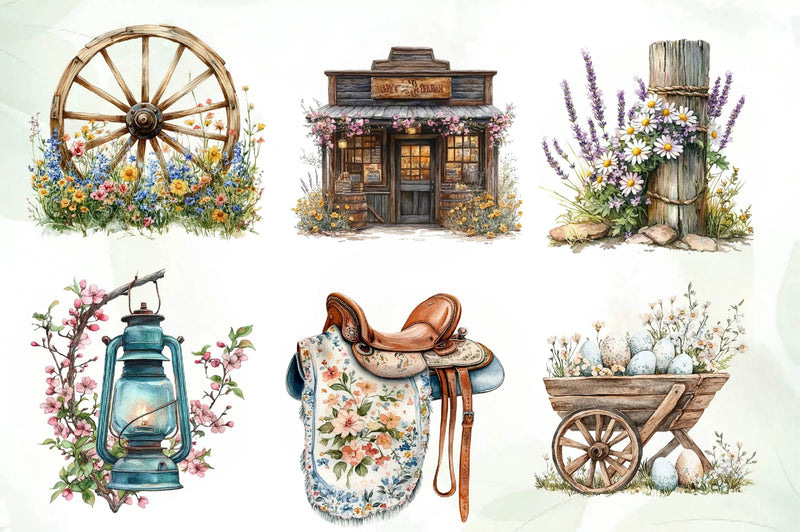 Western Spring Clipart Bundle - CraftNest - Digital Crafting and Art