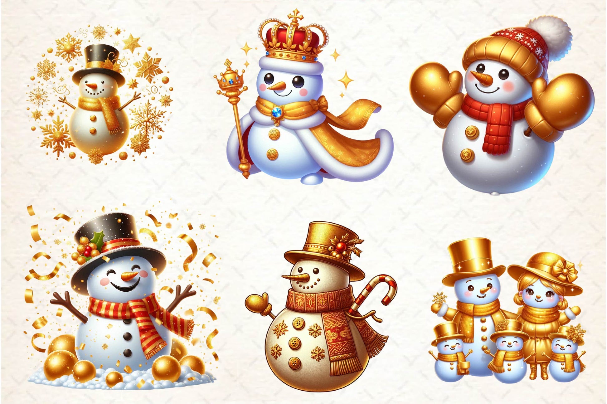Golden Snowman Clipart Bundle - CraftNest - Digital Crafting and Art