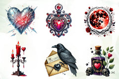 Gothic Valentines Day Cliparts Clipart Bundle - CraftNest - Digital Crafting and Art