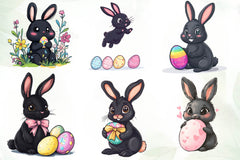Cute Black Easter Bunny Clipart Bundle - CraftNest - Digital Crafting and Art