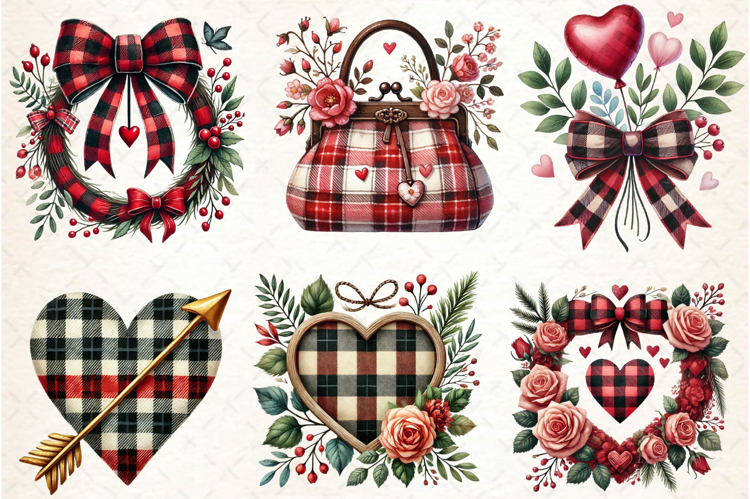 Valentines Buffalo Plaid Clipart Bundle - CraftNest - Digital Crafting and Art