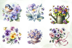 Spring Viola Flower Clipart Bundle - CraftNest - Digital Crafting and Art