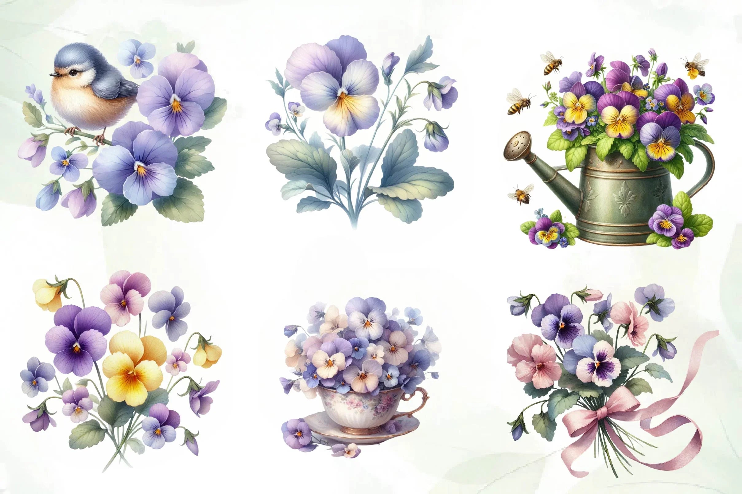 Spring Viola Flower Clipart Bundle - CraftNest - Digital Crafting and Art