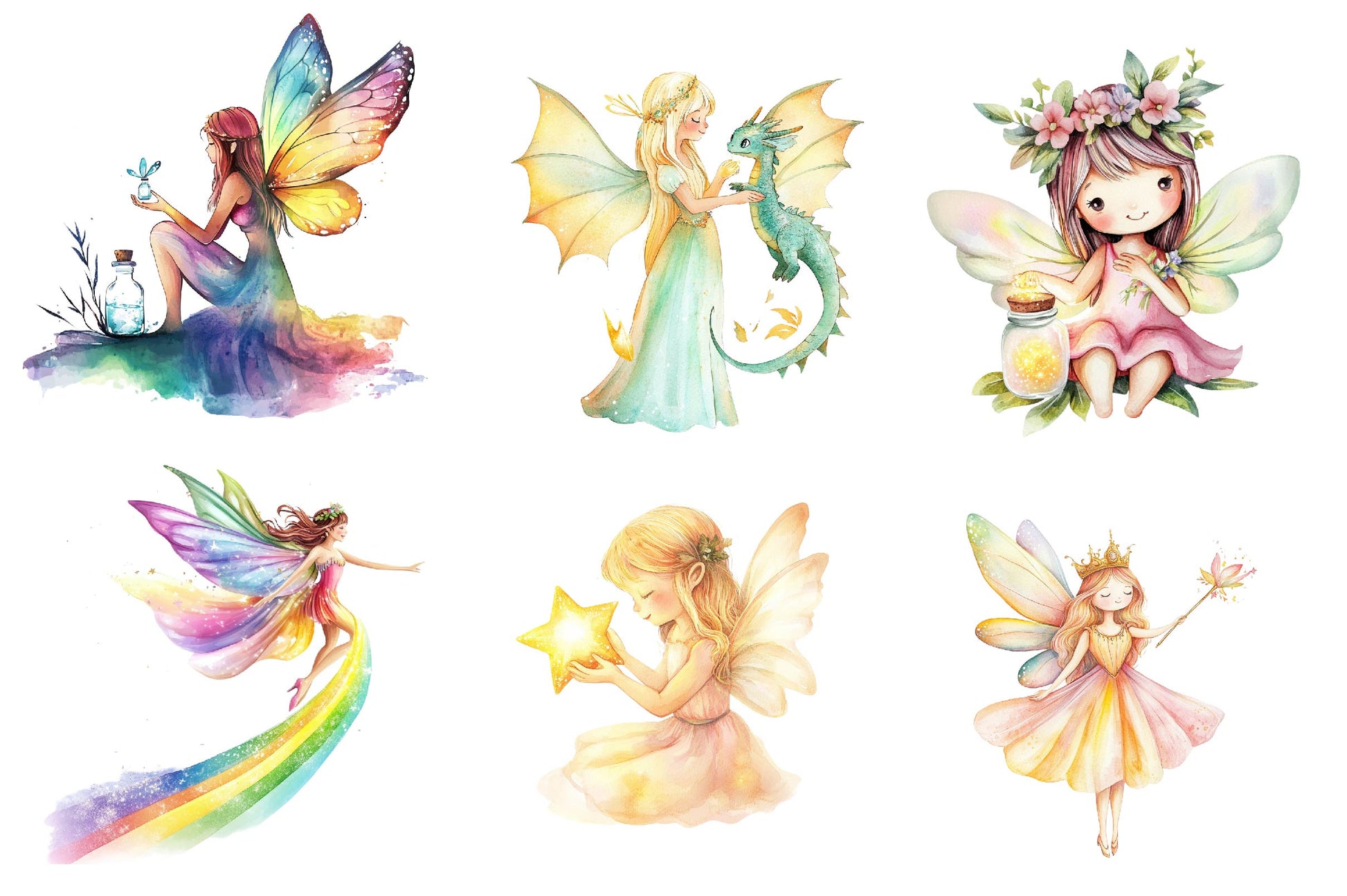 Magical Pastel Fairy Clipart Bundle - CraftNest - Digital Crafting and Art