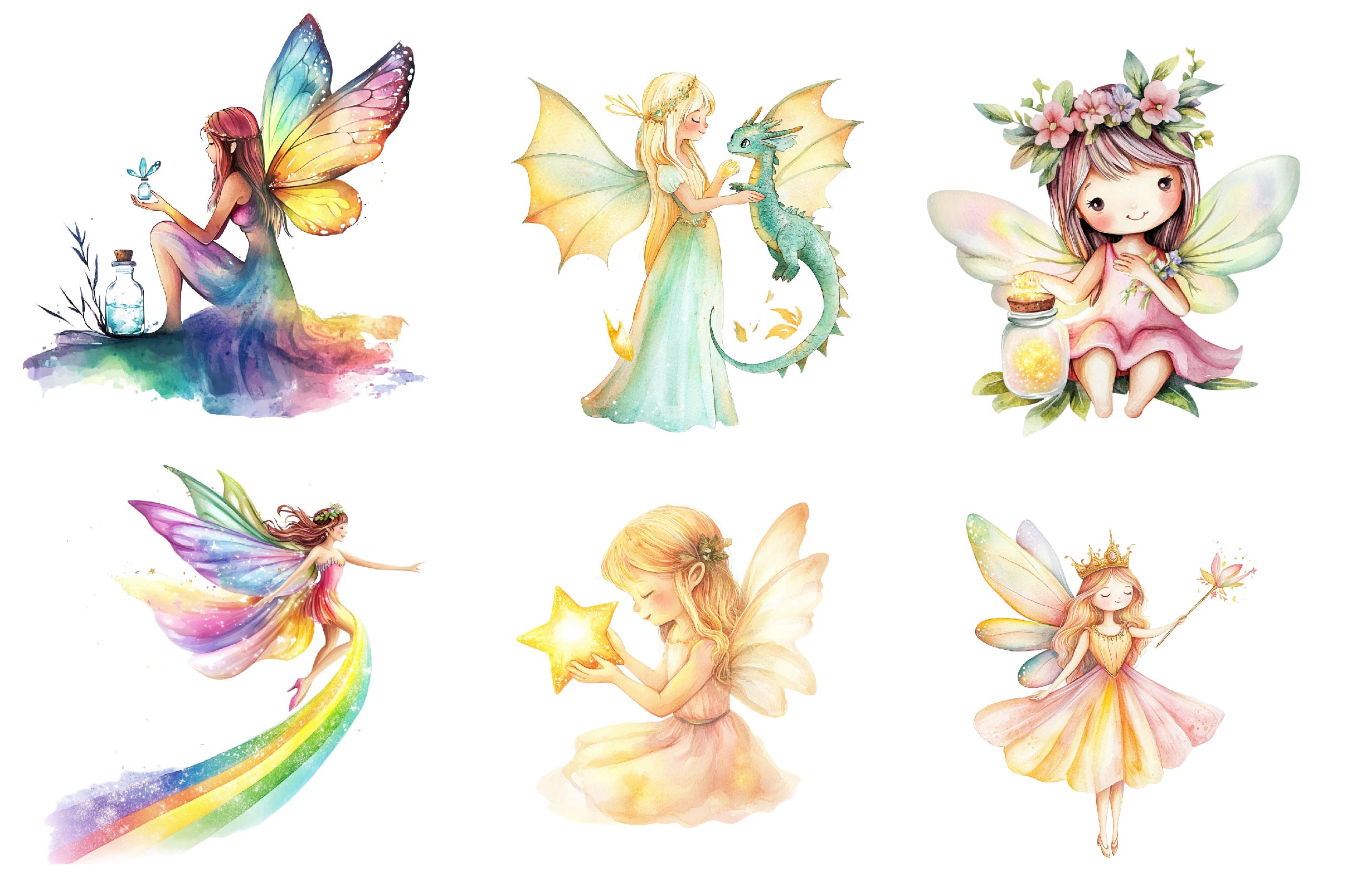 Magical Pastel Fairy Clipart Bundle - CraftNest - Digital Crafting and Art