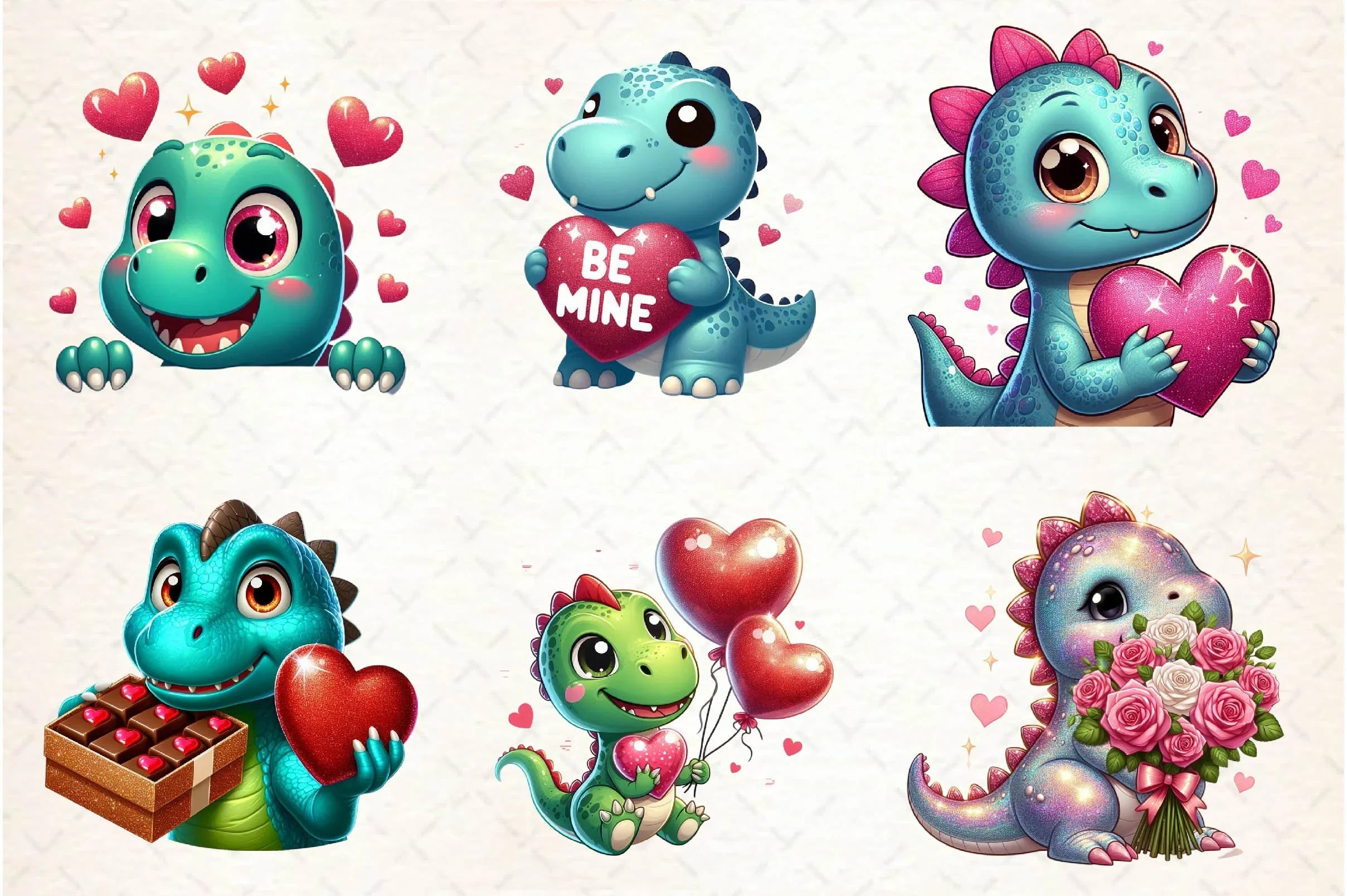 Peeking Dinosaur Valentine's Day Clipart Bundle - CraftNest - Digital Crafting and Art