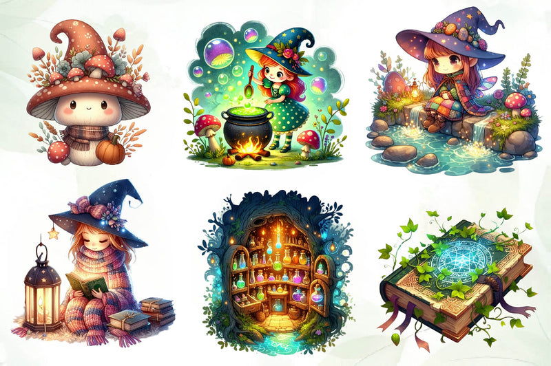 Cozy Magic Fairy Forest Witch Clipart Bundle - CraftNest - Digital Crafting and Art