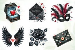Black Valentine Clipart Bundle - CraftNest - Digital Crafting and Art