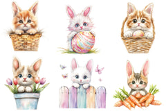 Easter Bunny Cat Peeking Clipart Bundle - CraftNest - Digital Crafting and Art