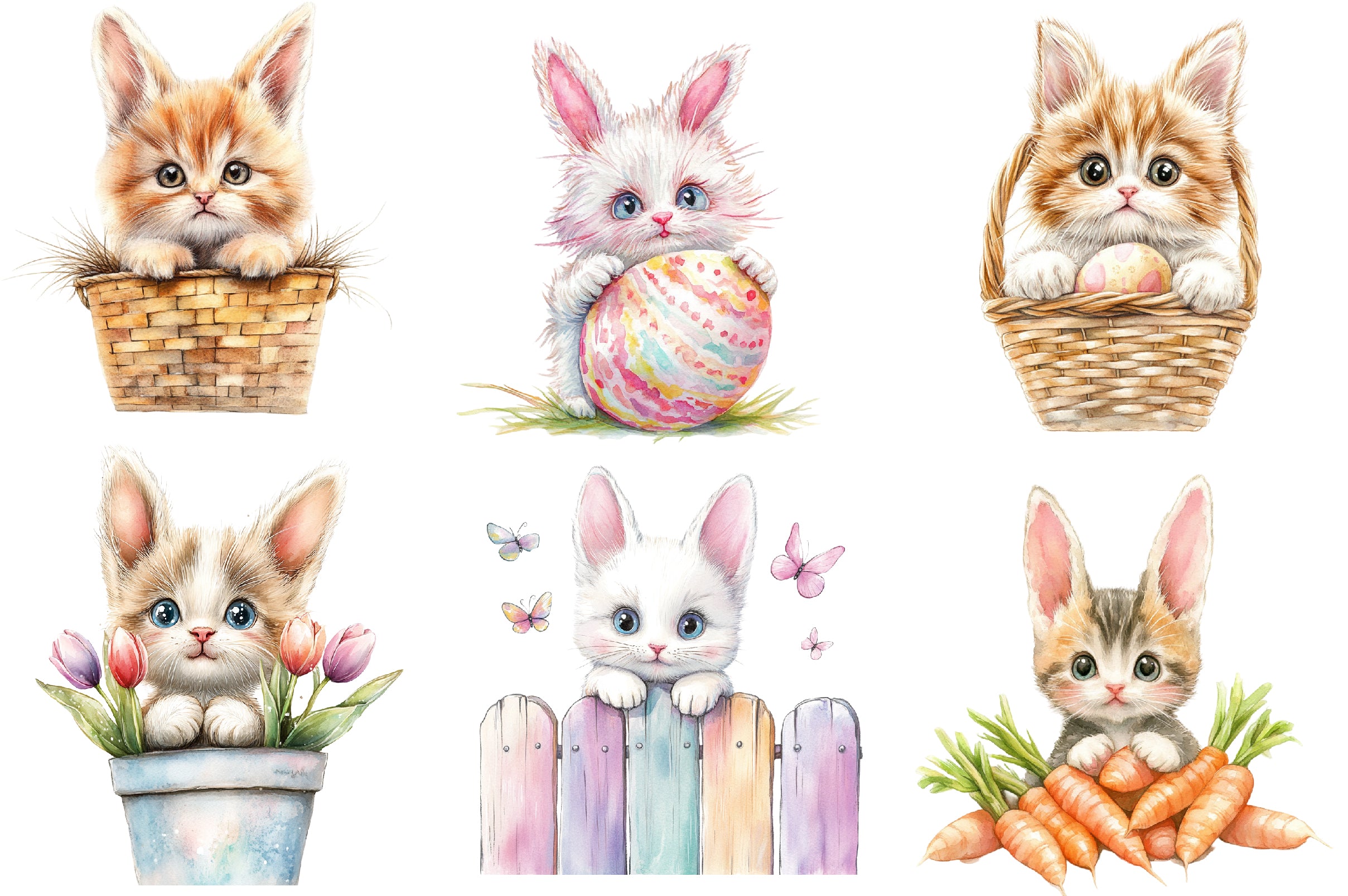 Easter Bunny Cat Peeking Clipart Bundle - CraftNest - Digital Crafting and Art