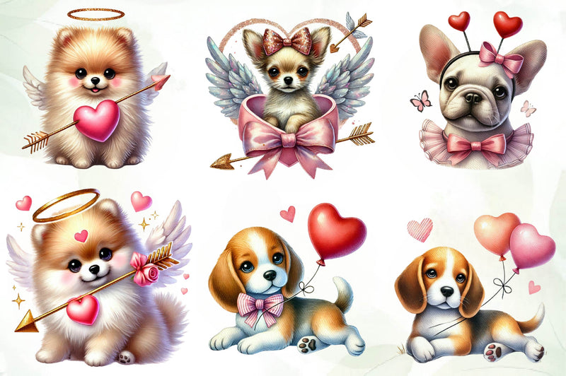 Dogs Cupid Valentines Day Clipart Bundle - CraftNest - Digital Crafting and Art