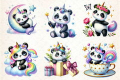 Cute Panda Unicorn Clipart Bundle - CraftNest - Digital Crafting and Art