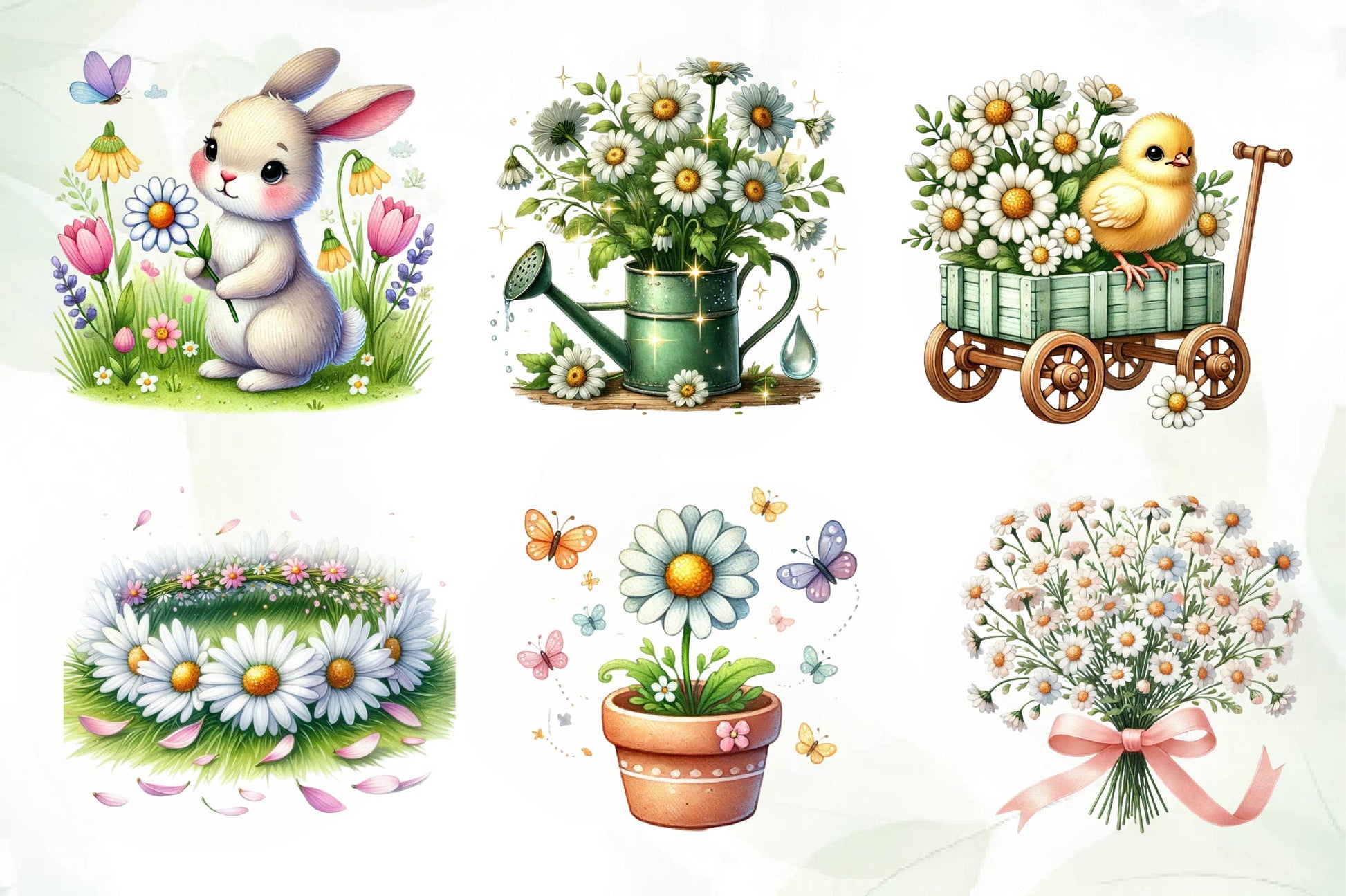 Spring Daisy Farm Clipart Bundle 1 - CraftNest - Digital Crafting and Art