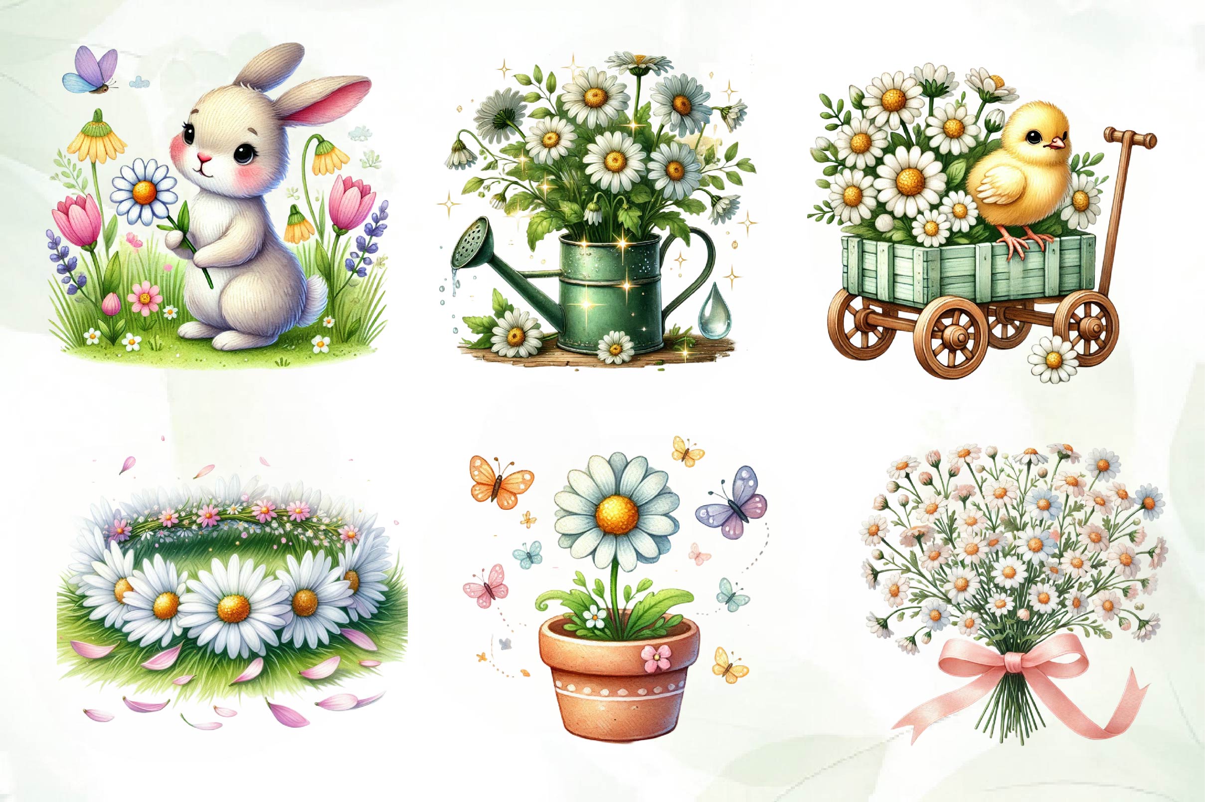 Spring Daisy Farm Clipart Bundle 1 - CraftNest - Digital Crafting and Art
