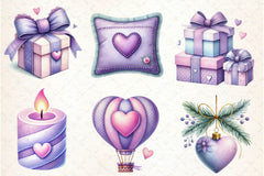 Pastel Purple Valentine's Clipart Bundle - CraftNest - Digital Crafting and Art