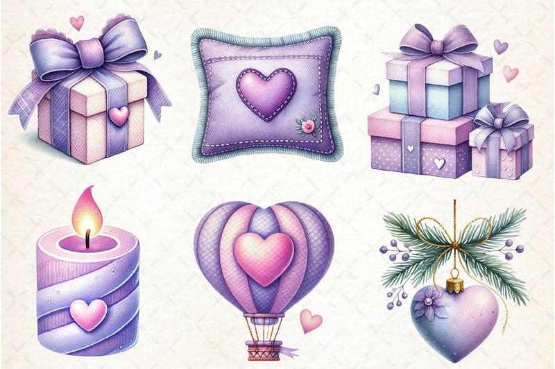 Pastel Purple Valentine's Clipart Bundle - CraftNest - Digital Crafting and Art