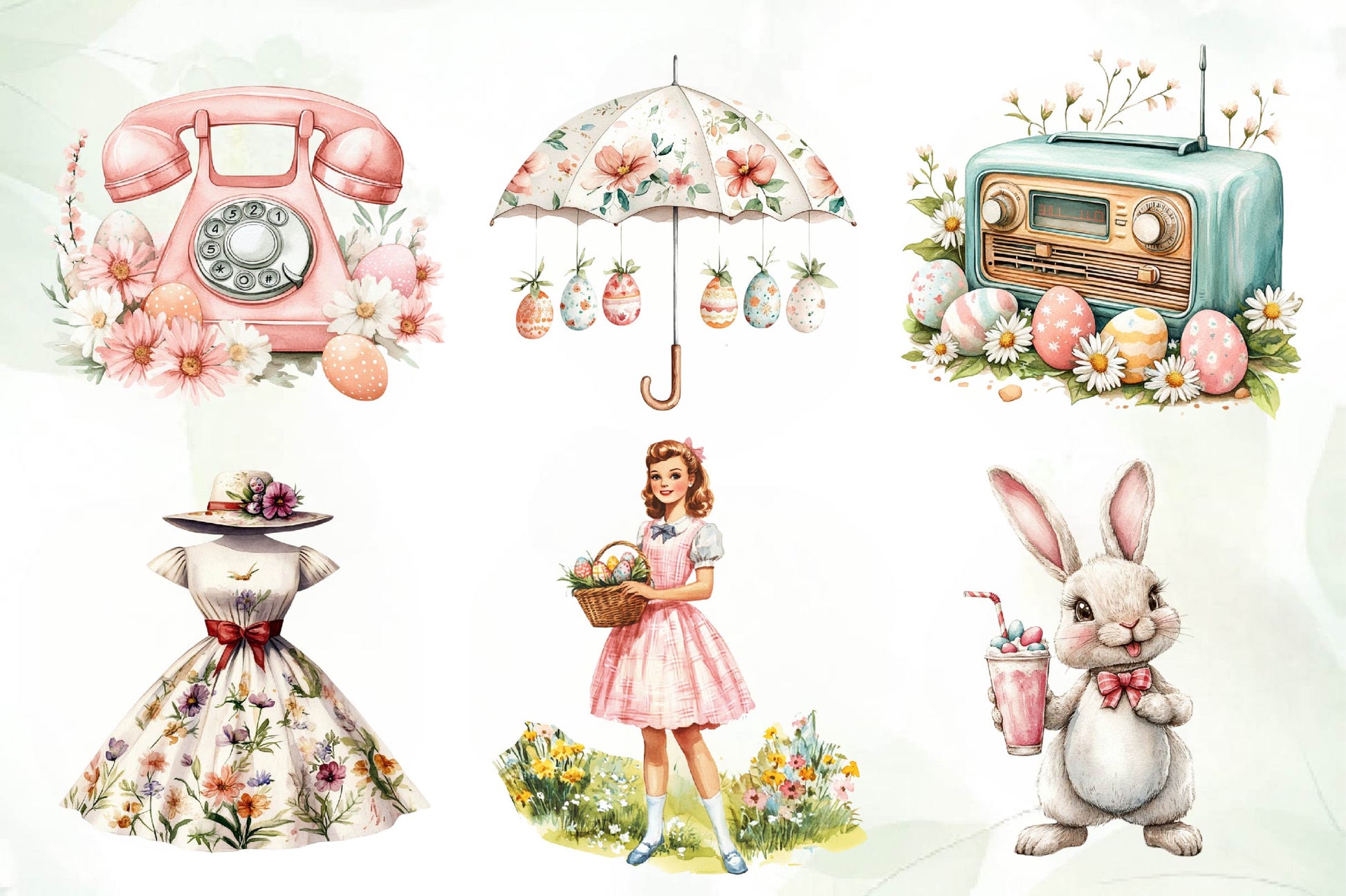 Vintage 1950 Easter Clipart Bundle 1 - CraftNest - Digital Crafting and Art