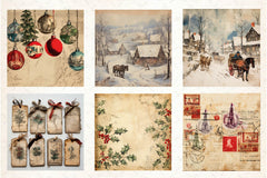 Vintage Torn Christmas Digital Paper - CraftNest - Digital Crafting and Art