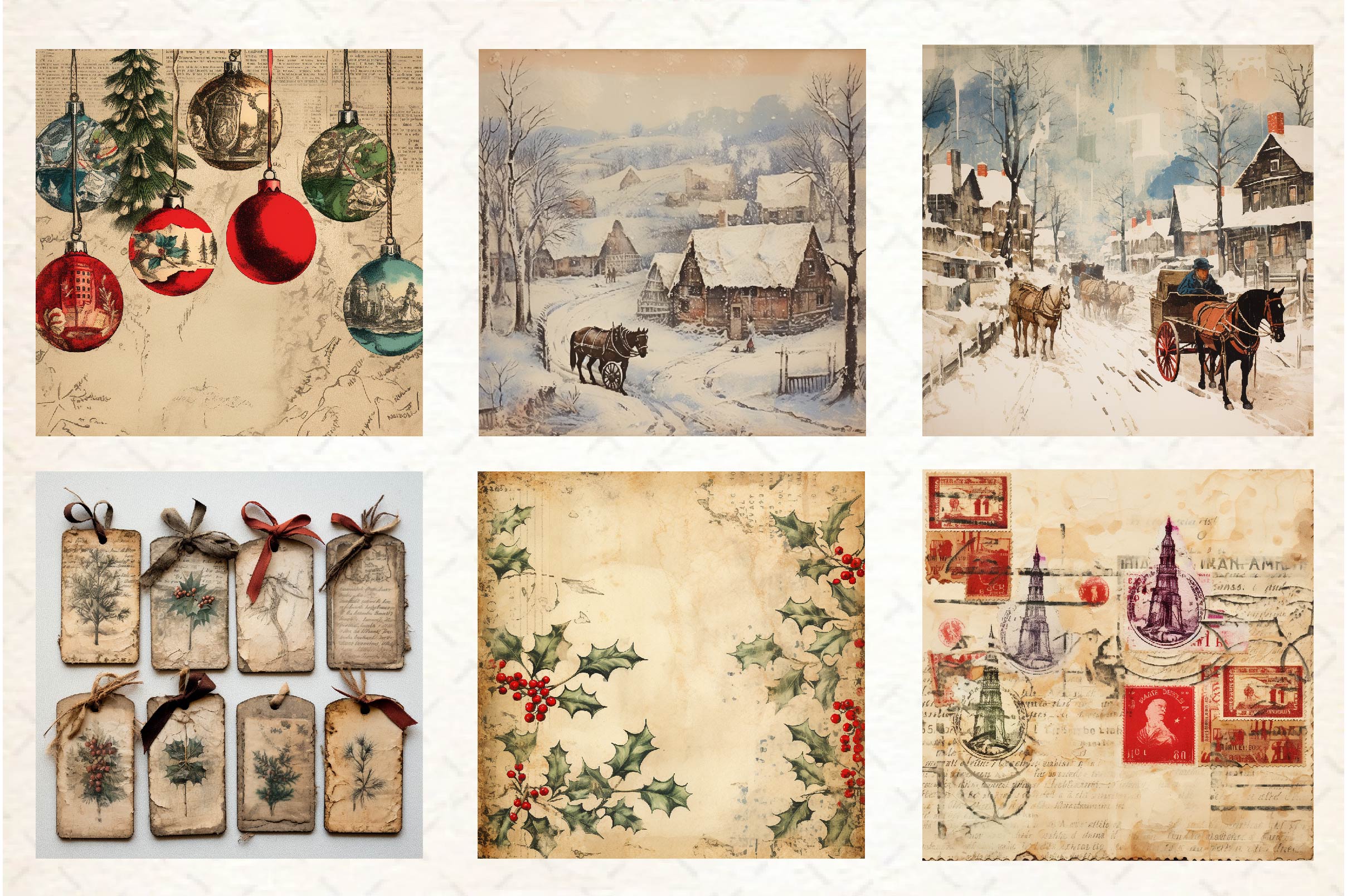 Vintage Torn Christmas Digital Paper - CraftNest - Digital Crafting and Art