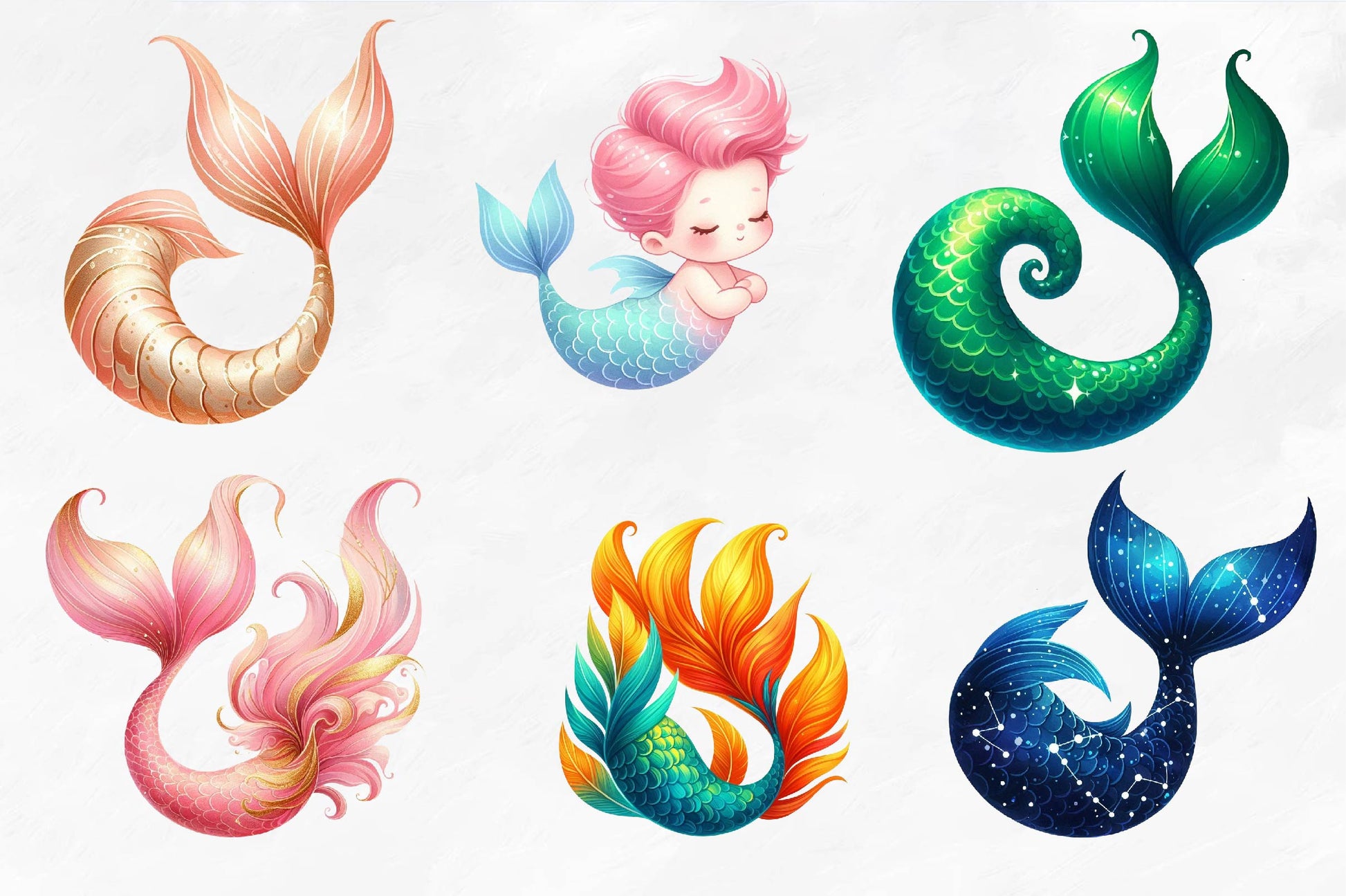 Mermaid Tail Clipart Bundle - CraftNest - Digital Crafting and Art