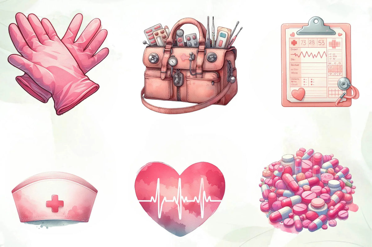 Pink Medical Graphics Pink Medical Clipart Bundle