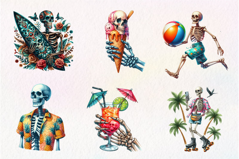 Skeleton Summer Clipart Bundle - CraftNest - Digital Crafting and Art