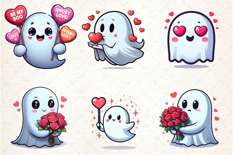 Cute Ghost Valentine Day Clipart Bundle - CraftNest - Digital Crafting and Art