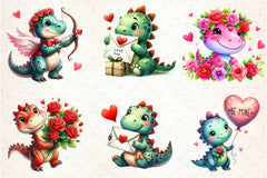Dinosaur Valentines Day Clipart Bundle - CraftNest - Digital Crafting and Art