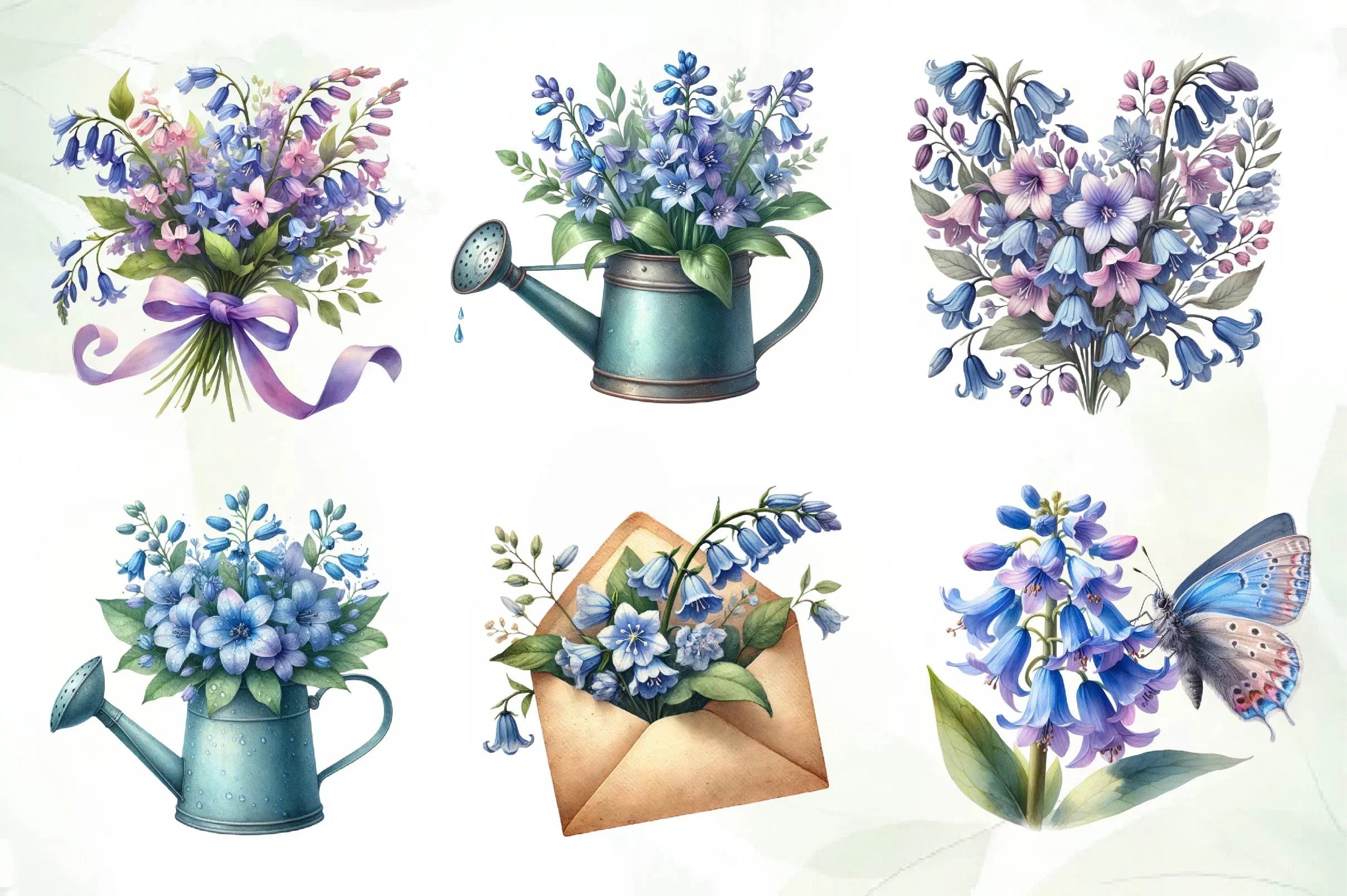 Spring Virginia Bluebells Flower Clipart Bundle - CraftNest - Digital Crafting and Art