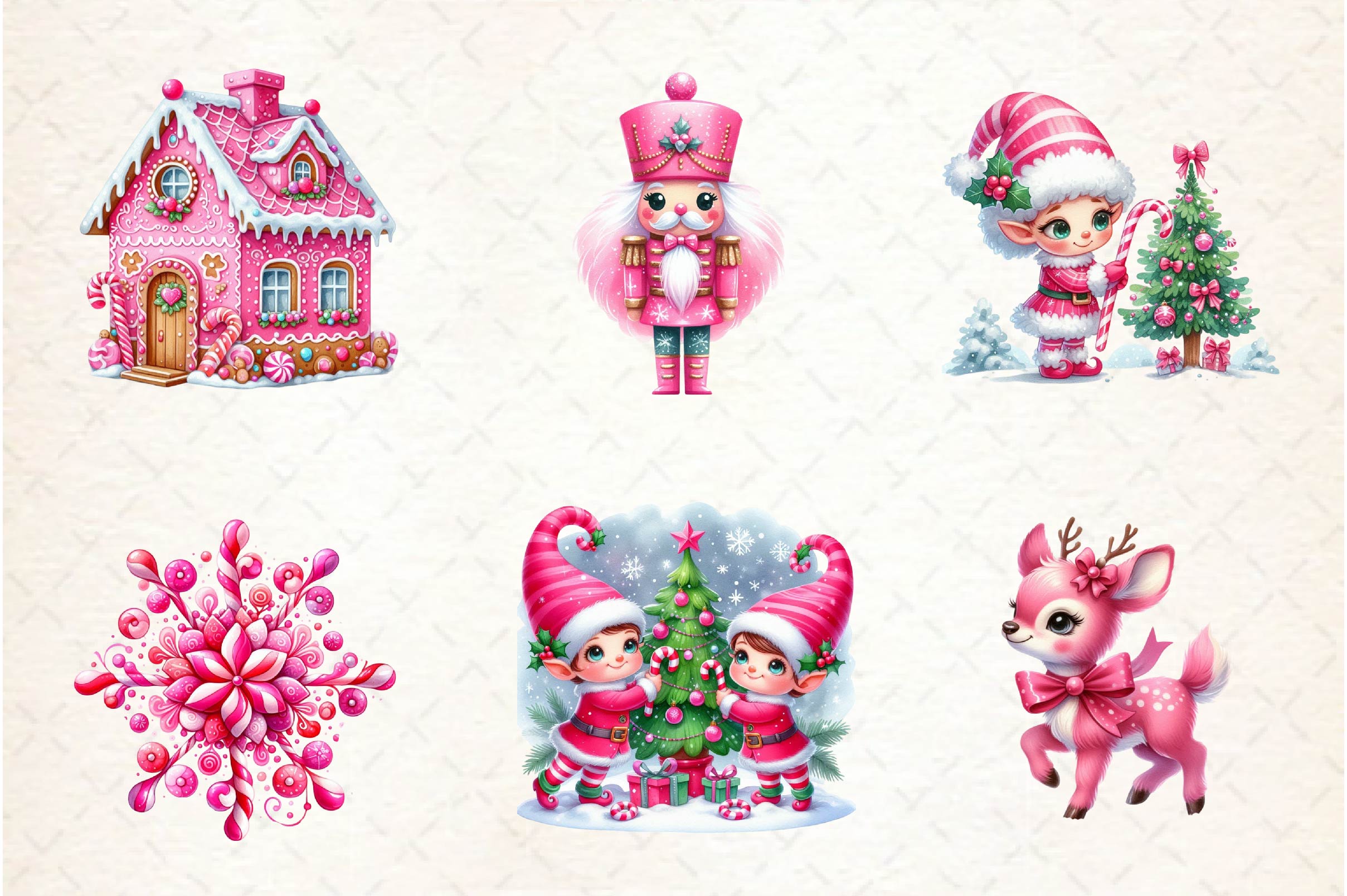 Exquisite Pink Christmas Wonderland Clipart Bundle - CraftNest - Digital Crafting and Art