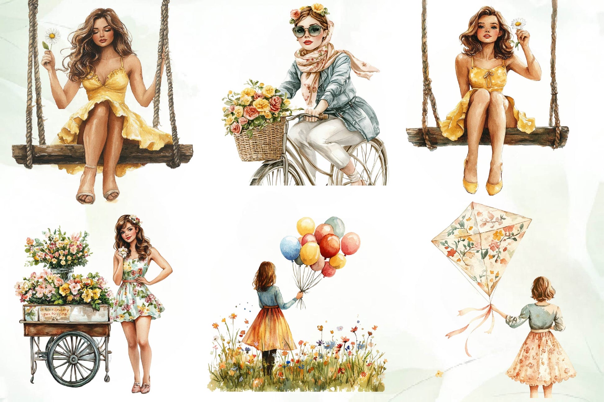 Vintage Spring Woman Clipart Bundle - CraftNest - Digital Crafting and Art