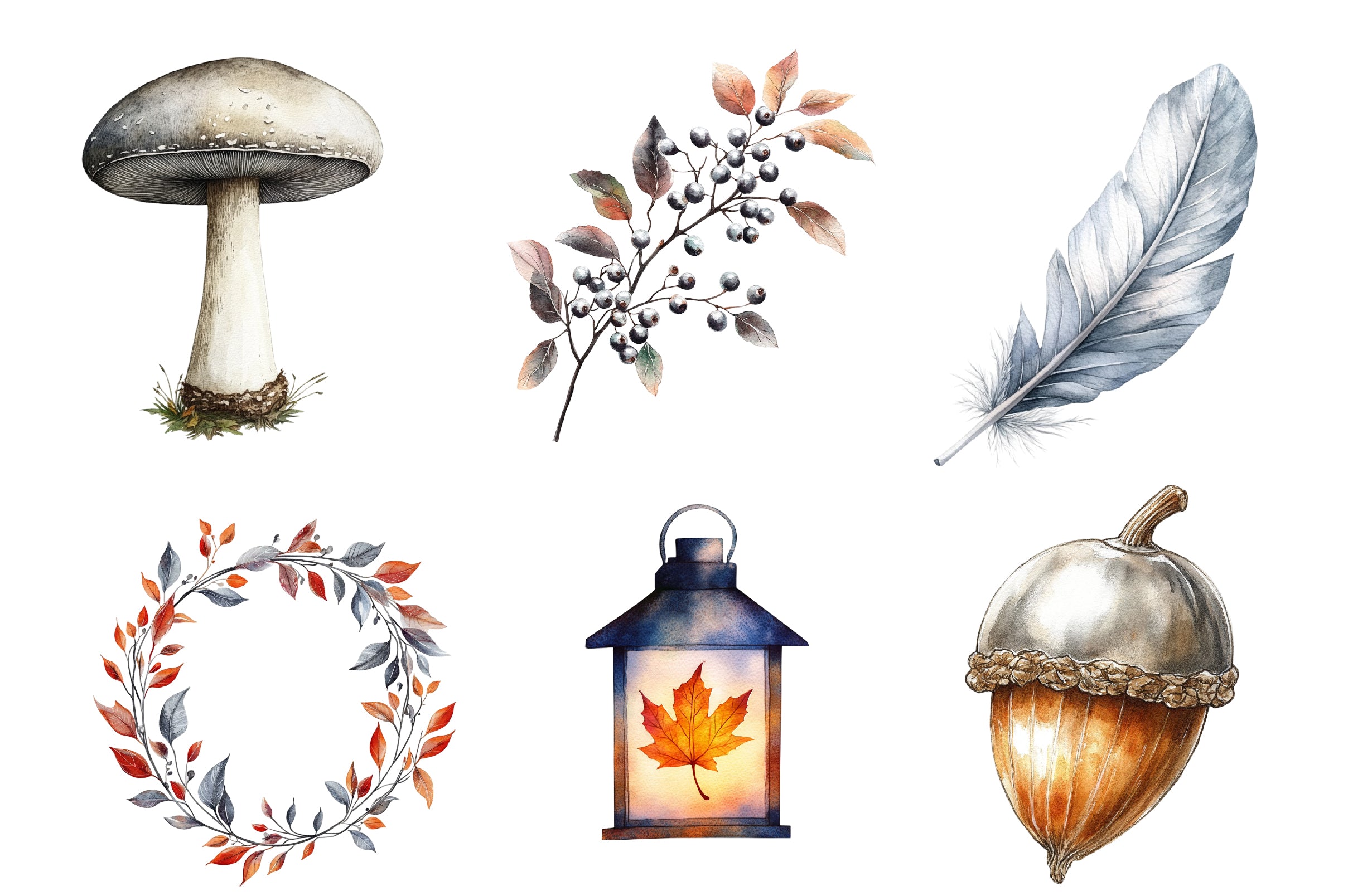 Silver Autumn Clipart Bundle 1 - CraftNest - Digital Crafting and Art