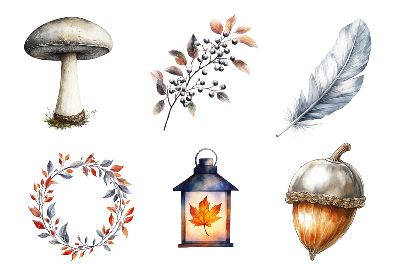 Silver Autumn Clipart Bundle 1 - CraftNest - Digital Crafting and Art