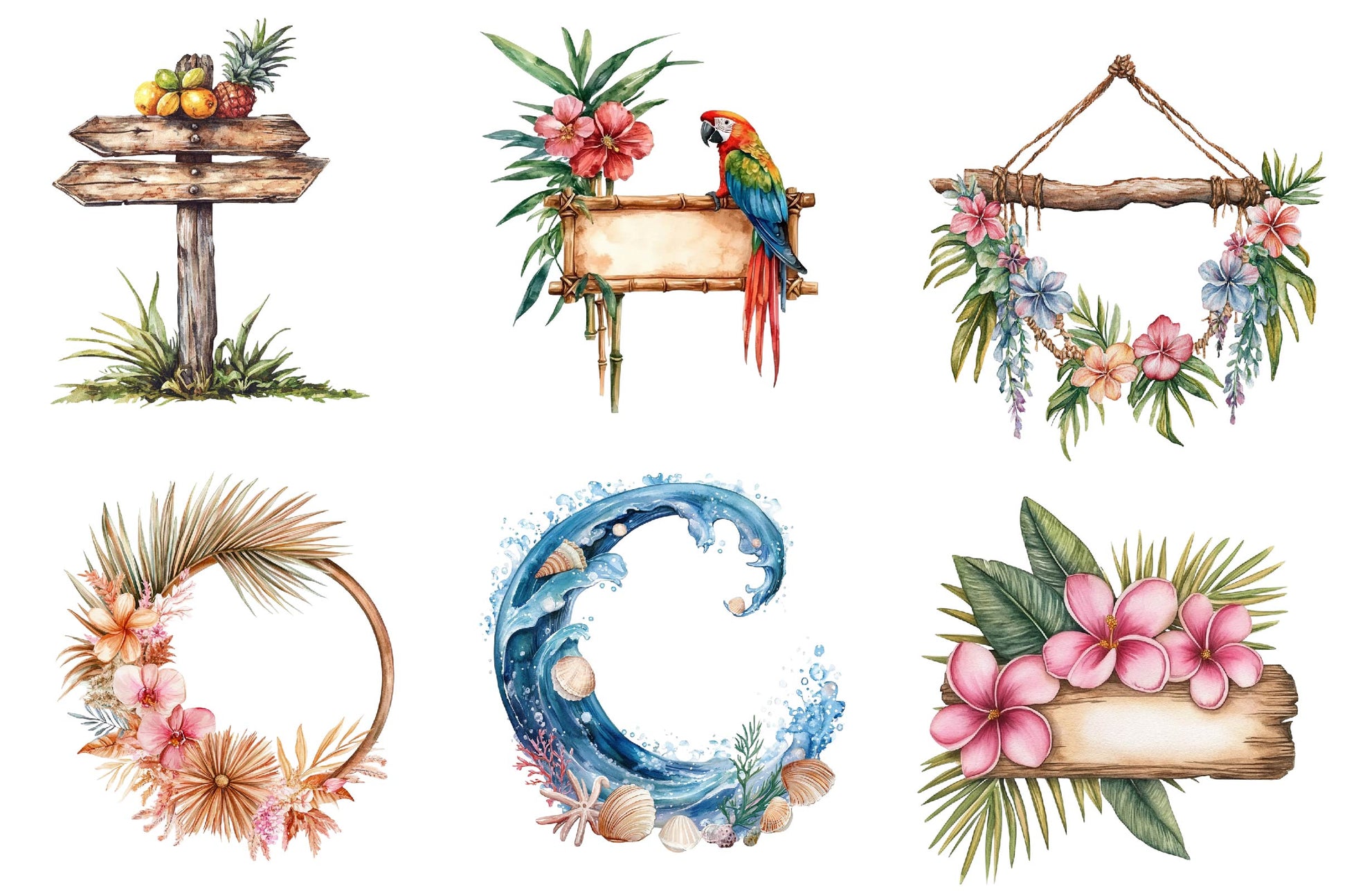 Summer Tropical Blank Signs Clipart Bundle - CraftNest - Digital Crafting and Art