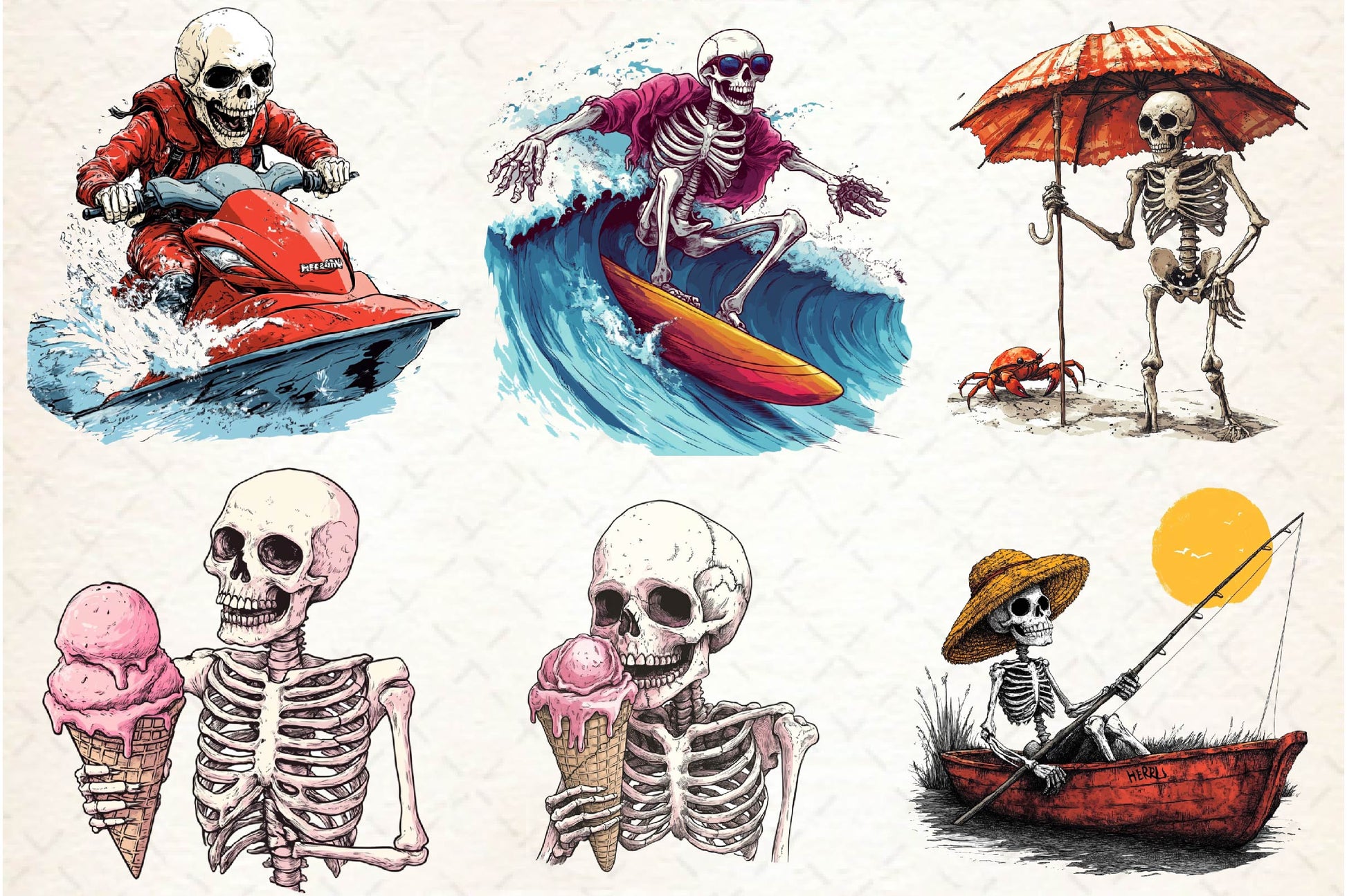 Funny Summer Skeleton Clipart Bundle - CraftNest - Digital Crafting and Art